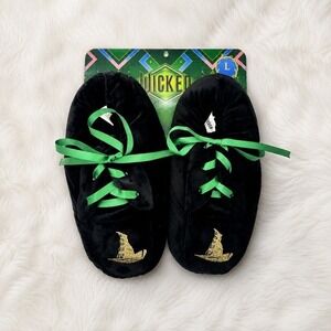 Wicked Elphaba Thropp Womens Slippers Black Green Size L 8-9